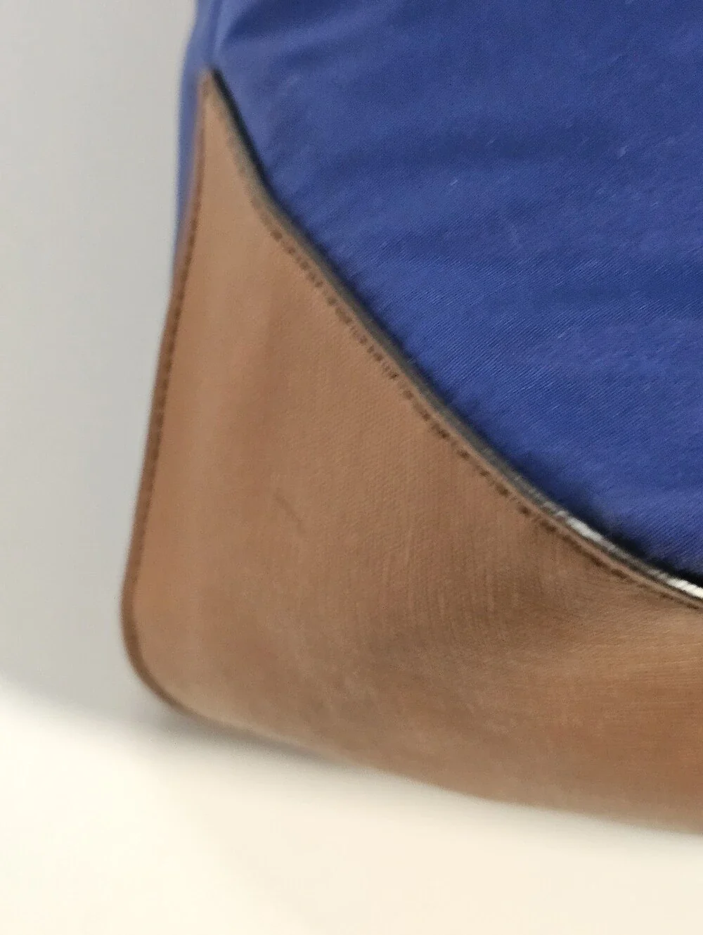 Michael Kors Jet Set Nylon Tote Royal Blue Tan Leather EUC